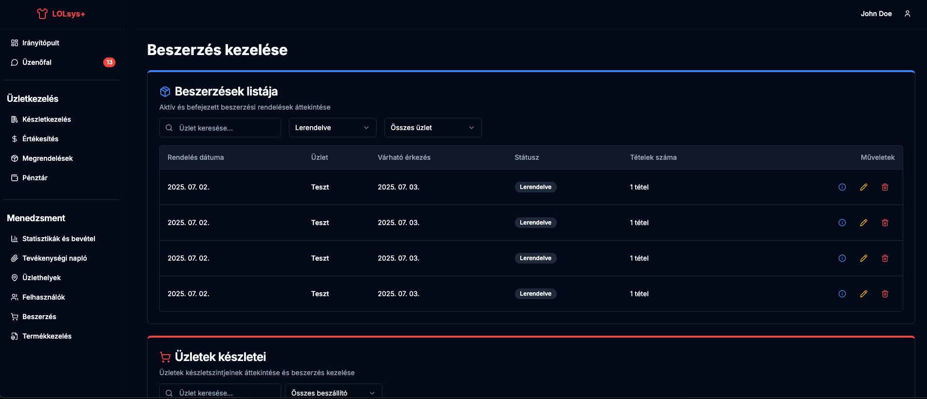 LolMarkt vállalatirányítási szoftver